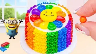 Miniature Rainbow Cake 🌈 How To Decorate Mini Chocolate Cake With Flower | Tiny Cakes World