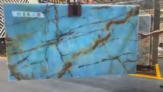 Real natural Blue onyx marble stone slab and tile for wall and floor contruction decoration