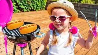 Gaby and Alex playing Cooking with BBQ Grill Toy | Playing with Sand and other Kids Toys