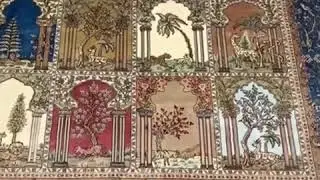 ‪4&times;6ft(122&times;183cm) Vintage garden design silk rug handmade Tabriz carpet for sale.‬ ‪#OrientalRug