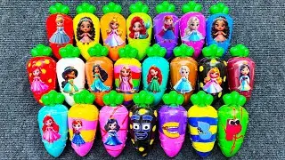 Disney Princesses Clay Slime Surprise in  Carrot! | Super Satisfying ASMR