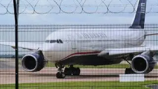 US Airways A330 takeoff at Manchester Airport