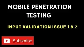 Mobile Penetration Testing - Input Validation Issue 1 & 2 | Full Mobile Penetration Testing Course
