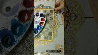 Persian Khatam Backgammon Part 13 Painting lapis blue floral background on a Khatam set. #Shorts