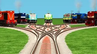 🛰 Real Train Crossing New Track By Railroad Junction Tracks l Curfew Branched Crossing l train games