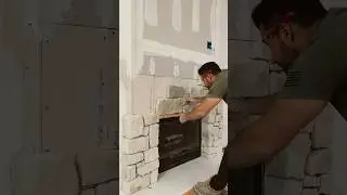 One minute fireplace remodel 😎 #construction #diy #stone #Renovation #Subscribe ￼#Contractor