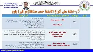 @05_أمثلة عن أسئلة من المادة حسب صنافة بلوم