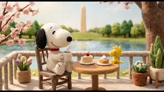 🌸 Snoopy Cozy Park Caf&eacute; 🎧 Calm Lofi Music for Study, Work & Relax ☕ Peaceful Spring Ambience