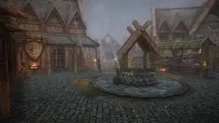 Looping Rainy Whiterun Scene for... idk.. A desktop background, ASMR? Idk. Just take it.
