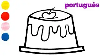 Como desenhar e colorir um bolo de gelatina para crianças