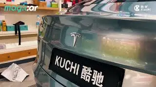Tesla Liquid Metal Somato Blue color changing film construction site