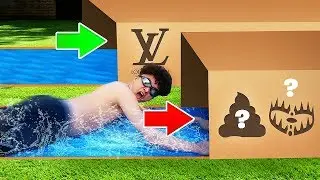 TRY NOT TO Slip 'N Slide Through the Wrong MYSTERY BOX (HILARIOUS KID)