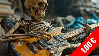 Skeleton Strumming &ndash; Gritty Halloween Guitar Visual | HD Stock Footage