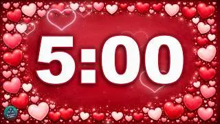 Valentine's Day Classroom Timer for 5 Minutes with Hearts and Fun, Upbeat Music ❤️