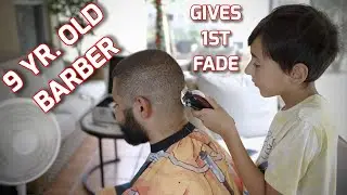 9 YR. OLD BARBER DOING HIS FIRST FADE EVER!!!