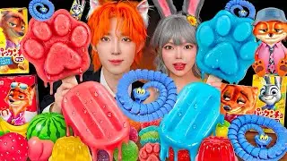 ASMR ICE CREAM ZOOTOPIA PARTY 다양한 주토피아 블루 핑크 아이스크림 젤리 먹방 DESSERTS JELLY CANDY MUKBANG EATING SOUNDS
