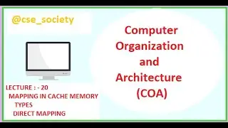 L; - 20 MAPPING IN CACHE MEMORY | TYPES | DIRECT MAPPING