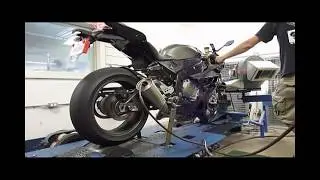 BMW S1000RR with Decat Link Pipe - Stock Exhaust Sound at Dyno