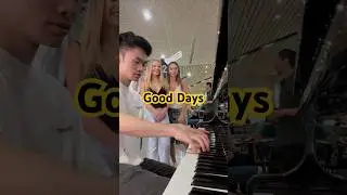 Two cute girls asked me to play Good Days #piano #publicpiano #sza #gooddays