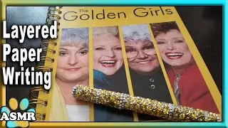 ASMR Layered Writing, Page Turning, Whispering, Golden Girls Notebook, Thank You 600 Subs