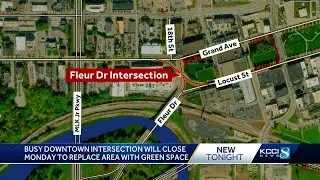 Busy Des Moines intersection is closed to replace area with green space