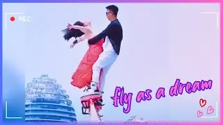 The red dress in the sky  #flyboard #水上飞人 #flyboardromance #浪漫飞翔 #love