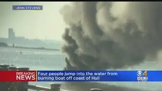 Boat Fire Near Hull Forces 4 People Into The Water
