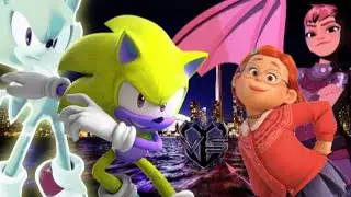 Dorian Sonic & Raf Fazari (Light Sonic form) Vs. Mei Lee & Nimona