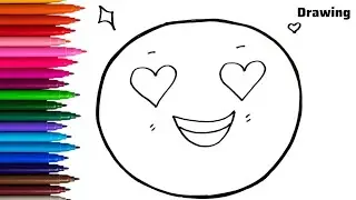 How To Draw The Heart Face Emoji For Kids | Heart Face Emoji Drawing | Drawing For Kids