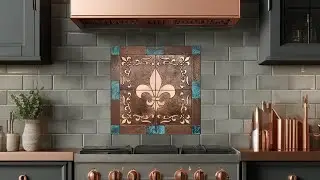 Fleur de Lis Elegance - Set of 20 Handmade Copper Tiles with Natural Patina
