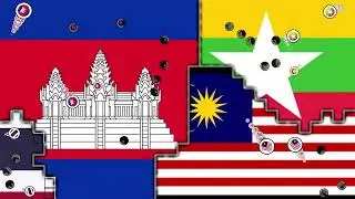 Thailand vs Cambodia vs Myanmar vs Malaysia [Territory Flag War]