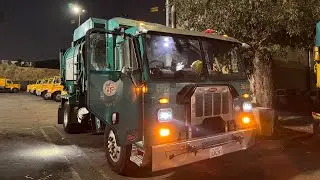 Nighttime Trash Pickup POV - L.A. Garbage Truck Driver! 