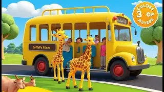 Baby Giraffe on the Big Yellow Bus 🦒🚌 | Fun 3D Animated Nursery Rhyme for Kids & Toddlers