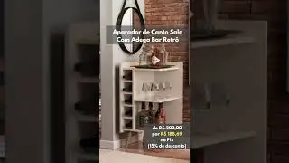 Aparador De Canto Sala Com Adega Bar Retr&ocirc; P&eacute;s Palito #moveis #parceiromagalu