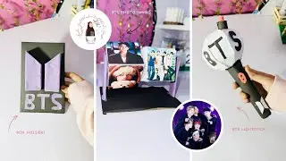 তিনটা দুর্দান্ত BTS ক্রাফট না দেখলেই মিস💜 DIY BTS Light Stick, Photo Frame & Pen Holder for ARMY! 🎤✨