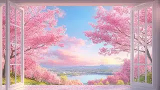 🌸 Fake Window Cherry Blossom View ✨ Relaxing Spring Visual for Projector or TV