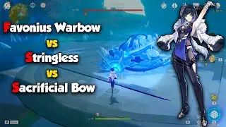 Yelan's best f2p weapon | Favonius Warbow vs Stringless vs Sacrificial Bow damage comparison