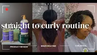 STRAIGHT TO CURLY ROUTINE 🧖‍♀️🪮Shea moisture ACV & ORIBE review & more! 