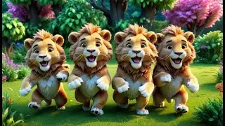 Four Laughing Lions Roar and Run + More Nursery Rhymes & Kids Songs