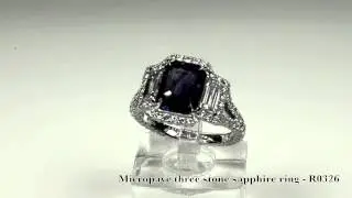 Micropave three stone sapphire ring by Steven Kirsch - R 0326