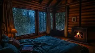 Fall Asleep to Forest Rain 🌧️ Cozy Cabin Fireplace Ambience for a Restful Night
