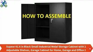 How To Assemble  Black Small Industrial Metal Storage Cabinet with 2 Shelves, Garage , Home , Office