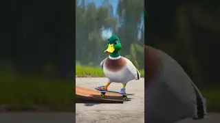 Duck Shreds on a Skateboard! 🦆🛹 #ducktricks #skateboarding #animalfun