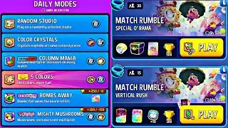 daily modes & rumble | vertical rush | party mighty | knockout bombs away | show down