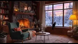 Snowy Cabin Fireplace 24/7 ❄️ Cozy Winter Sounds for Calm & Focus