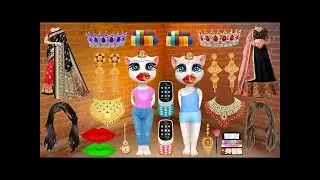 Talking Tom 😀  Billi Two dulhan Funny makeup dress lipstick comedy video