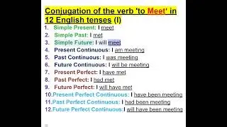 Conjugation of the verb 'to Meet' in 12 English tenses