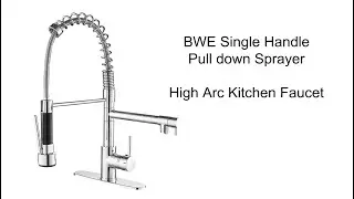 BWE Single Handle Pull Down Sprayer 2 Spray High Arc Kitchen Faucet