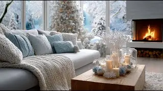 Cozy Winter Cabin Fireplace 4K- 2 Hours Crackling Fire with Snowy Forest View for Sleep & Relaxation