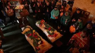 Funeral in Uman for children killed in Russian strike